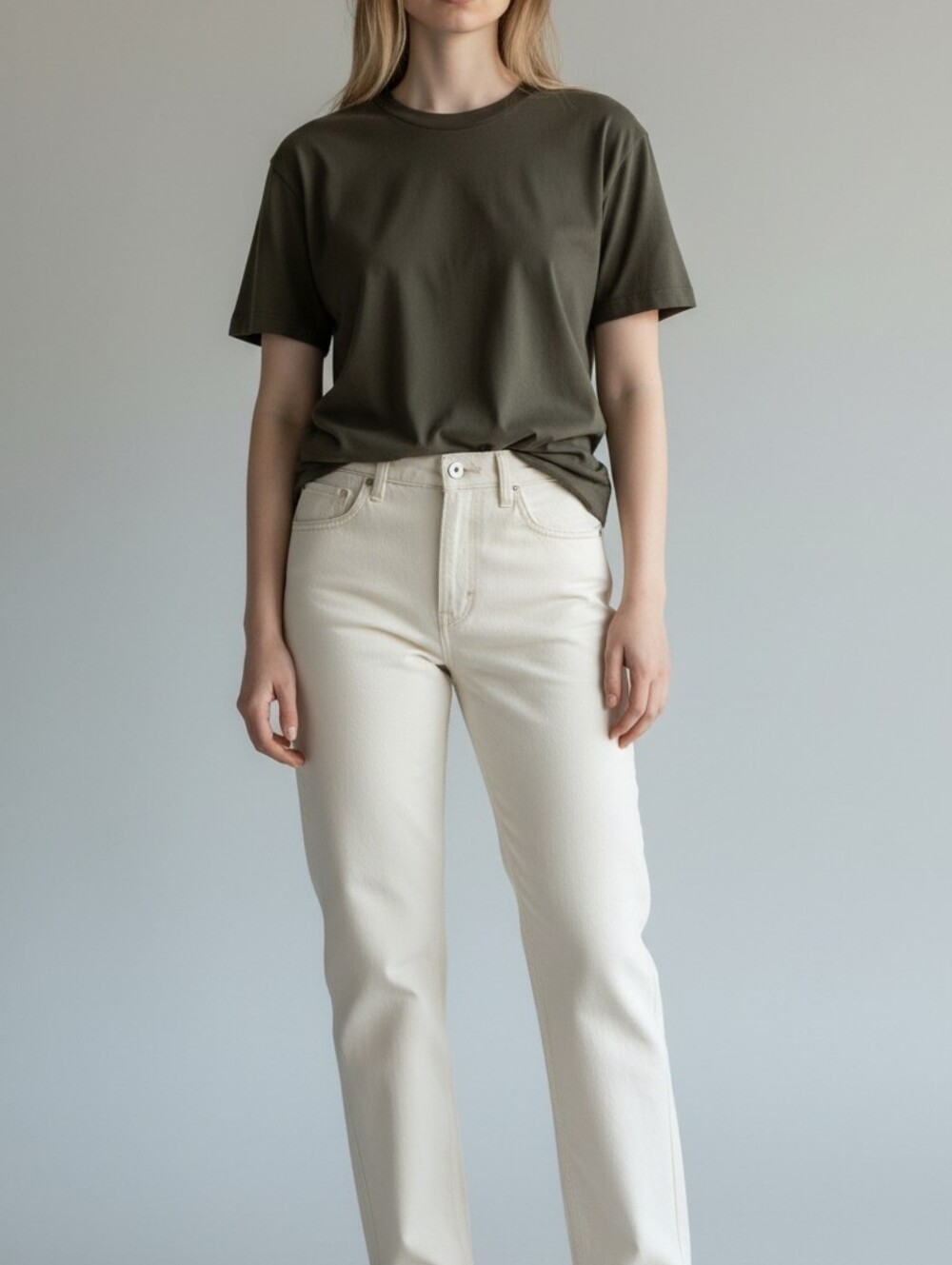 Time and Tru Cream Straight-Leg Jeans - Picture 2 of 16